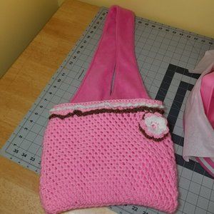 Dog or Cat Sling Carrier Purse has leash inside small or medium size pet